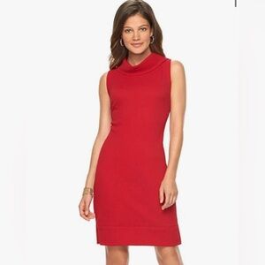NWT Chaps Red Sleeveless Cowl Neck Sheath Dress